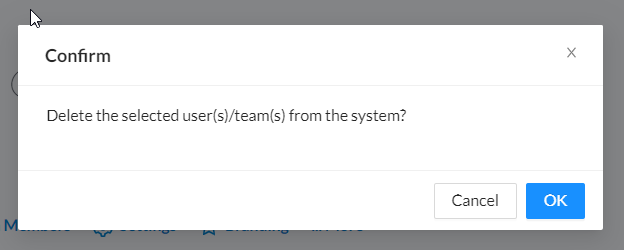 Users and teams - Delete Team - Confirmation