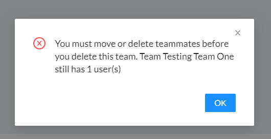 Users and teams - Delete Team - Users warning